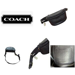 Vintage COACH Canteen Waist Pouch Black Leather Belt Bag Fanny Pack free shippin